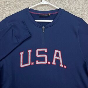 Under Armour Muhammad‎ Ali USA 1/4 Zip Crewneck Pullover Sweatshirt Men's L Blue